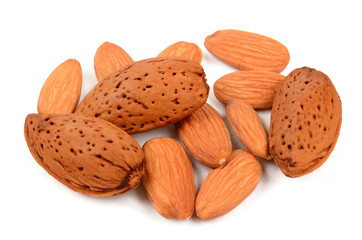 almonds on white background