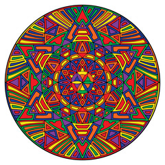 Colored mandal on the white background.Vector