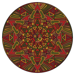 Colored mandal on the white background.Vector