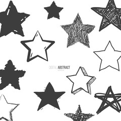 Abstract cartoon background with star doodle form.