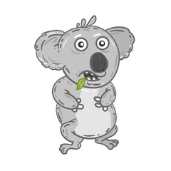 Cartoon cute koala isolated on white background. Vector illustration.
