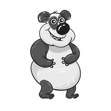 Cartoon cute panda isolated on white background. Vector illustration.