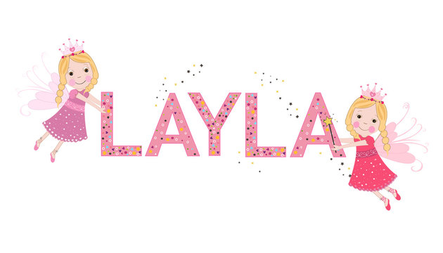 Layla female name with cute fairy tale