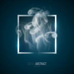 Abstract geometric background in modern minimalist style with square and smoke. Simple basic shape easy editable for banner, poster, postcard, cover, brochure. Trendy vector illustration.