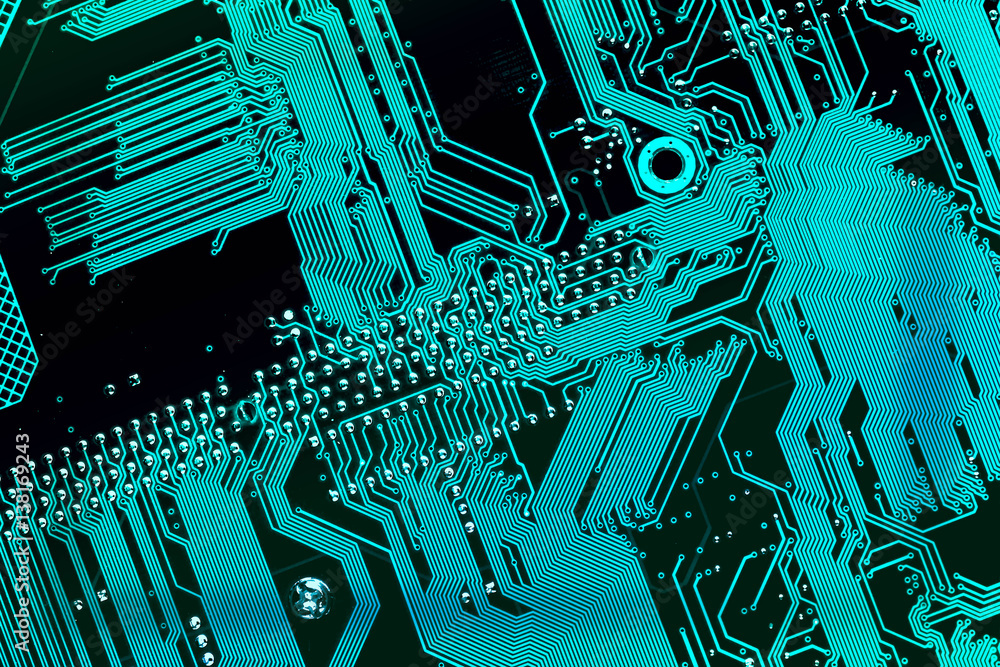 Poster circuit board. electronic computer hardware technology. motherboard digital chip. tech science backg