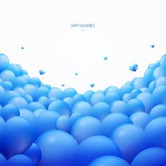 Abstract background with realistic 3D colorful romantic valentine hearts. Easy use for greeting card, cover, poster, flyer. Vector illustration.