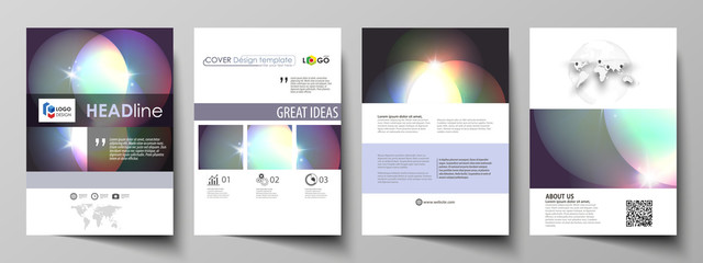Business templates for brochure, magazine, flyer, booklet or annual report. Cover template, abstract vector layout in A4 size. Retro style, mystical Sci-Fi background. Futuristic trendy design.