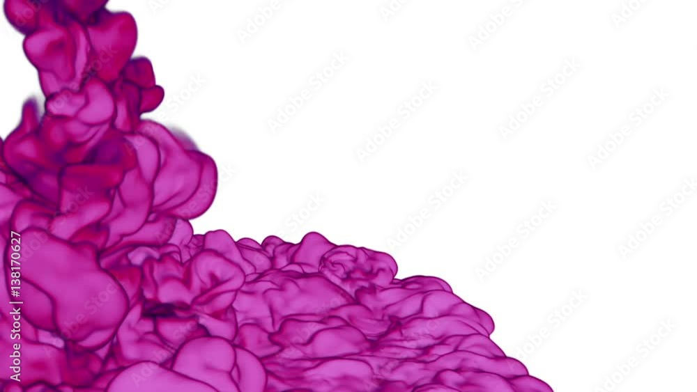 Poster pink ink with alpha mask underwater move in slow motion. vfx cloud of ink or smoke for transitions, 
