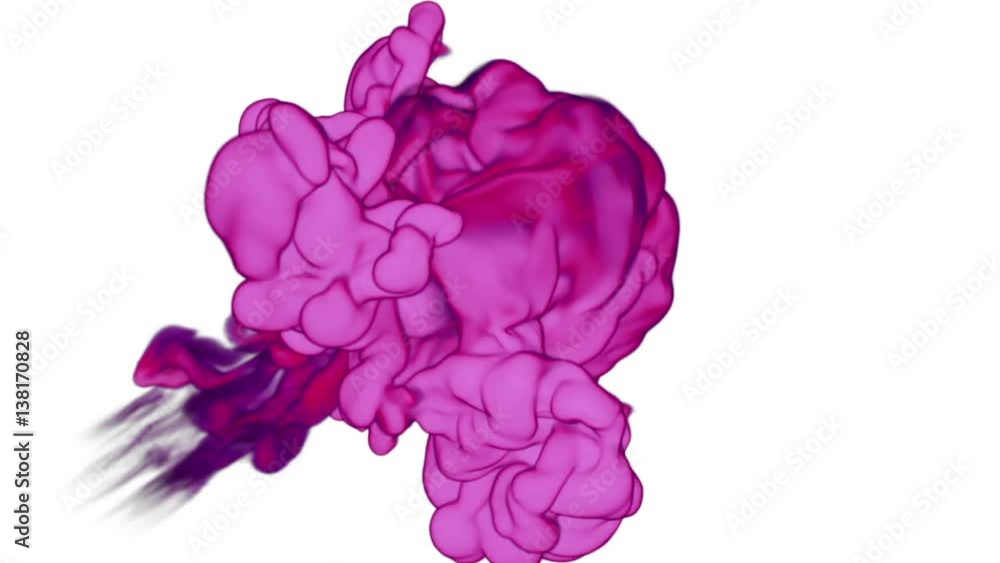 Poster pink ink with alpha mask underwater move in slow motion. vfx cloud of ink or smoke for transitions, 