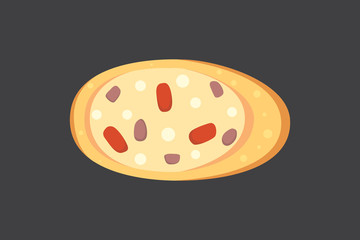 toast and sandwich breakfast. Bread toast with jam, egg, cheese, blueberry, peanut butter, salami, fish. Flat vector illustration.