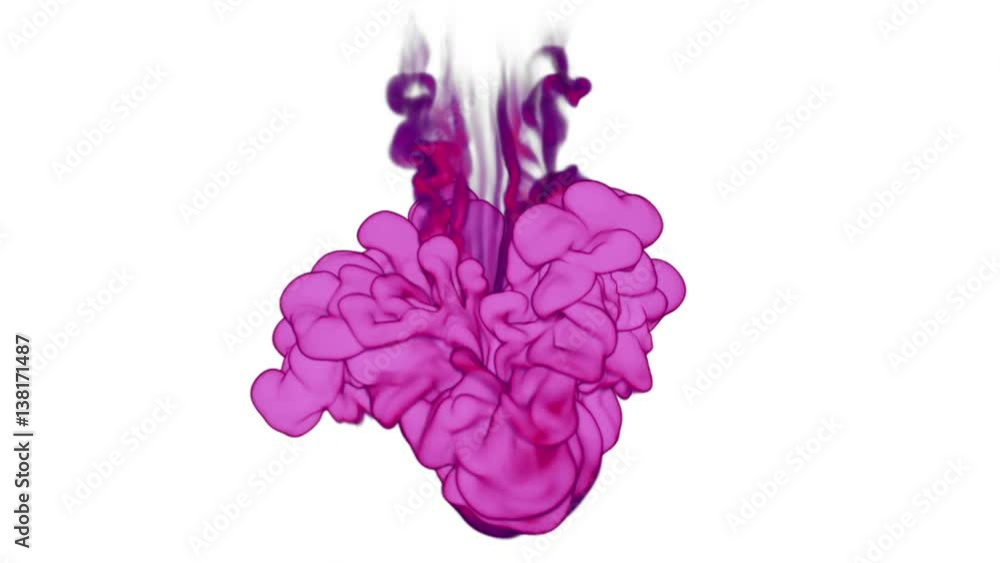 Poster pink ink with alpha mask underwater move in slow motion. vfx cloud of ink or smoke for transitions, 