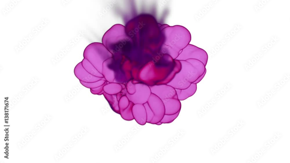 Poster pink ink with alpha mask underwater move in slow motion. vfx cloud of ink or smoke for transitions, 