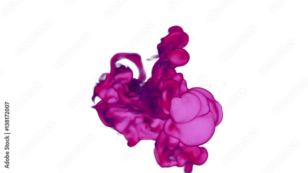 Poster pink ink with alpha mask underwater move in slow motion. vfx cloud of ink or smoke for transitions, 