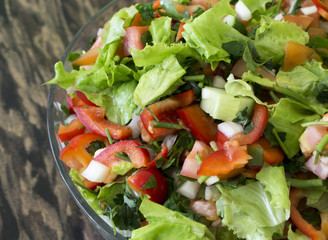 salad with fresh vegetables and herbs