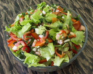 healthy food salad with fresh vegetables and herbs