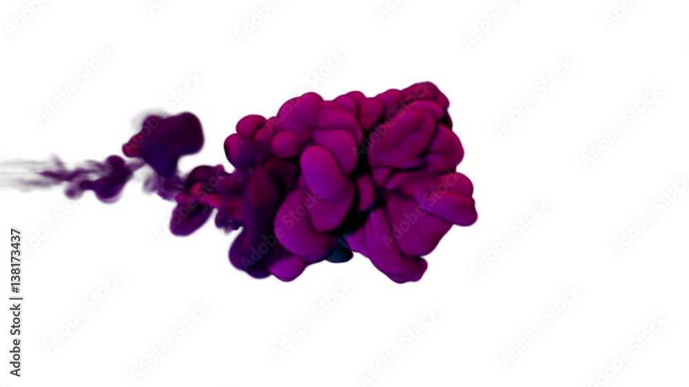 Poster pink ink with alpha mask underwater move in slow motion. vfx cloud of ink or smoke for transitions, 