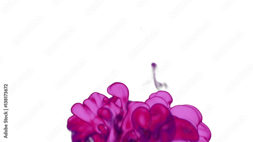 Poster pink ink with alpha mask underwater move in slow motion. vfx cloud of ink or smoke for transitions, 