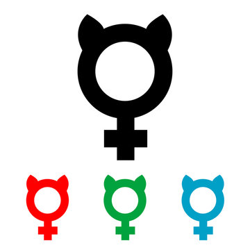 Icono plano femenino con orejas gato varios colores