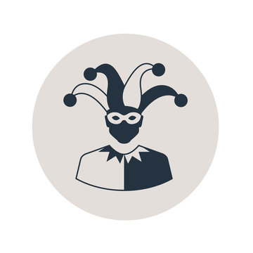 recommend clip art: Icono plano silueta arlequín en círculo gris