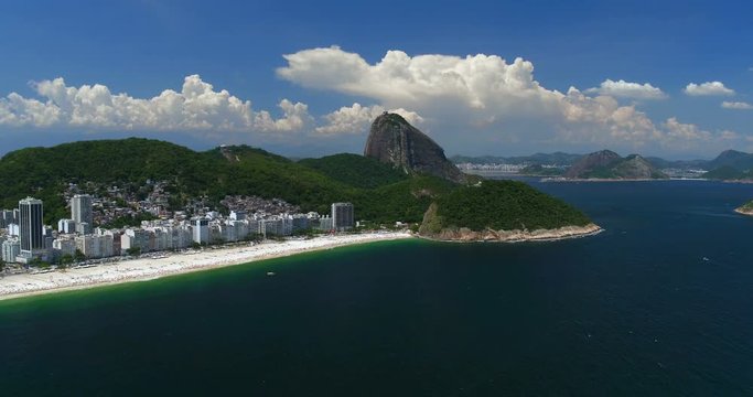 Aerial view of Copacabana Beach and Sugarloaf Mountain, Rio de Janeiro, Brazil