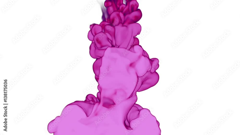 Poster pink ink with alpha mask underwater move in slow motion. vfx cloud of ink or smoke for transitions, 
