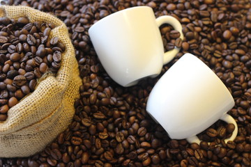 coffee time, drinking coffee, relax coffee time, black coffee, white coffee, time for coffee, latte, cappucino, espresso, beans, bean, coffee bean, coffee cup, milk, sack of coffee