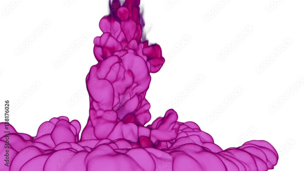 Poster pink ink with alpha mask underwater move in slow motion. vfx cloud of ink or smoke for transitions, 