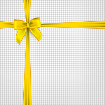 Yellow ribbon with a bow. Tape bandages gift. The holiday package with bow knot