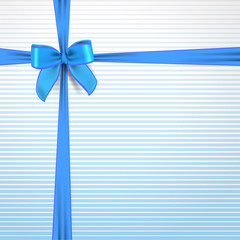 Blue ribbon with a bow. Tape bandages gift. The holiday package with bow knot