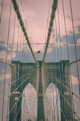 New York, Brooklyn bridge,vintage style