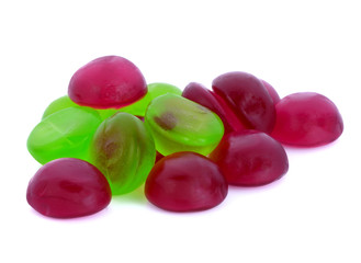 Gummy jelly apple and grape isolaated on white background