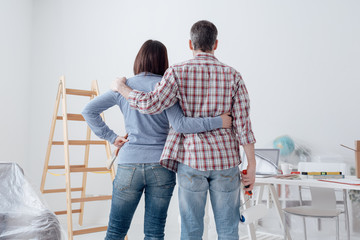 Couple doing a home makeover