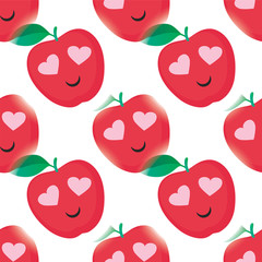 Seamless pattern, apple in love fancy decorative texture background