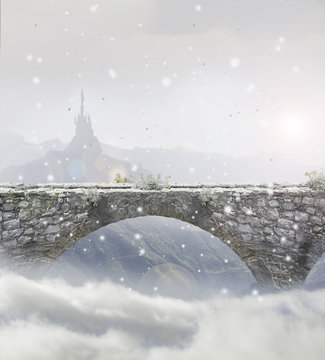 snowy bridge