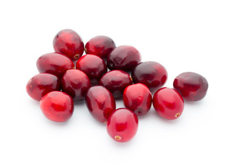 Cranberries top view. Red, ripe cranberries macro view.