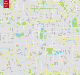 Vector color map of  Beijing; China. City Plan of Beijing