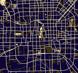 Retro scheme of the Beijing, China. City Plan of Beijing