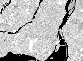Black and white scheme of the  Montreal, Canada. City Plan of   Montreal
