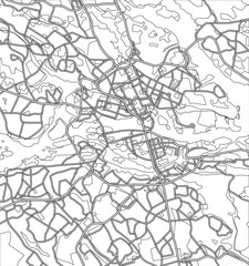 Black and white scheme of the  Stockholm, Sweden. City Plan of   Stockholm