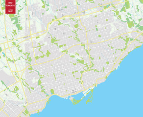 Vector color map of  Toronto, Canada. City Plan of Toronto