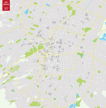 Vector color map of  Mexico City, Mexico. City Plan of Mexico City