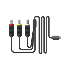 Wire cables flat collection isolated on white. Vector illustration