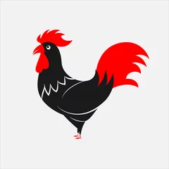 Fototapeten Black and red rooster - the symbol of the chinees new year. Cart © Artanita