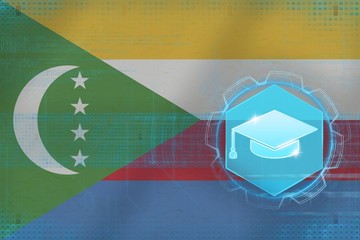 Comoros education. Bachelor's hat concept.