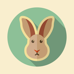 Rabbit flat icon. Animal head vector illustration