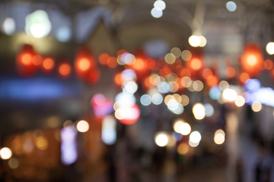 Blurred background of shopping center with bokeh