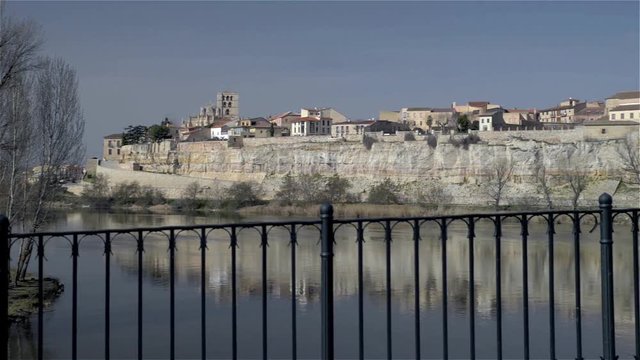 View of the medieval city of Zamora from the banks of the river Douro
