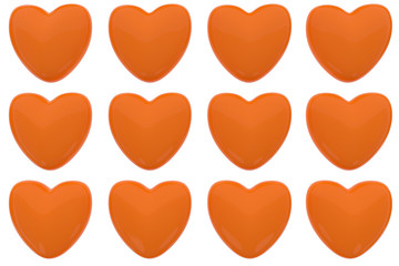 Pattern of 3D hearts isolated on white background