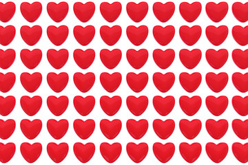 Pattern of 3D hearts isolated on white background