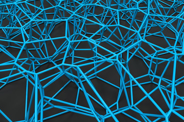 Abstract 3d voronoi lattice on black background